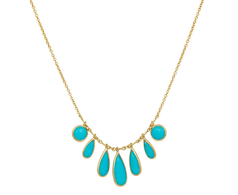 Turquoise Champa Petal Fringe Necklace