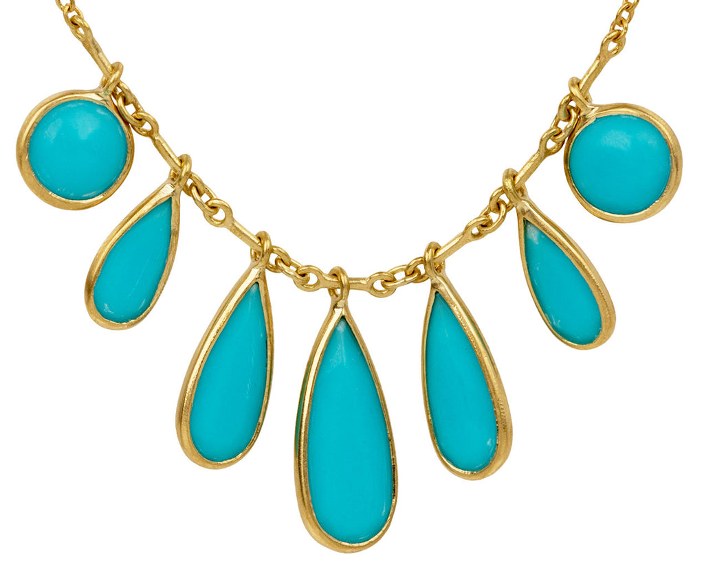 Turquoise Champa Petal Fringe Necklace
