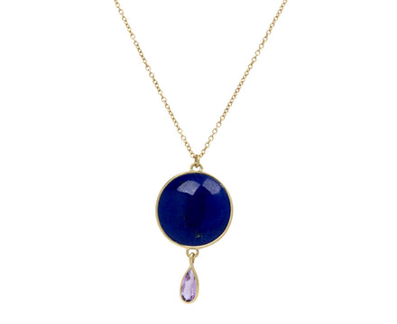 Kothari Elements Lapis and Amethyst Moon Drop Necklace
