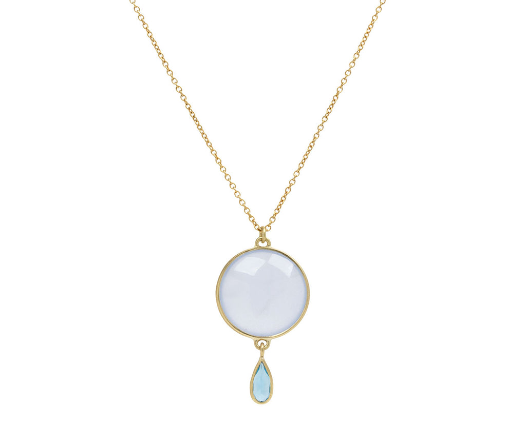 Kothari Elements Chalcedony and Blue Topaz Moon Drop Necklace