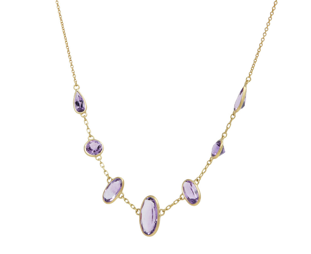 Kothari Elements Amethyst Ellipse Inline Necklace - Angled View