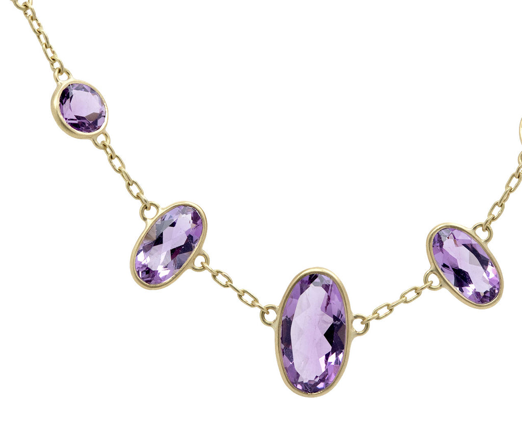 Kothari Elements Amethyst Ellipse Inline Necklace - Closeup