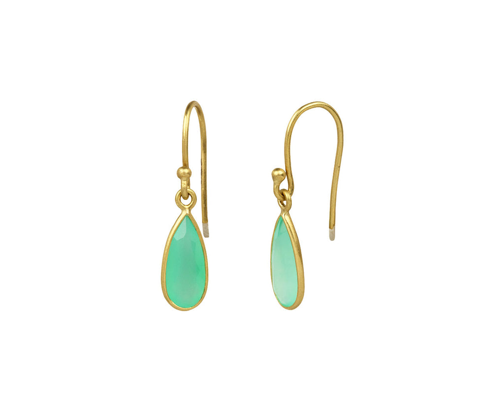 Small Chrysoprase Petal Earrings