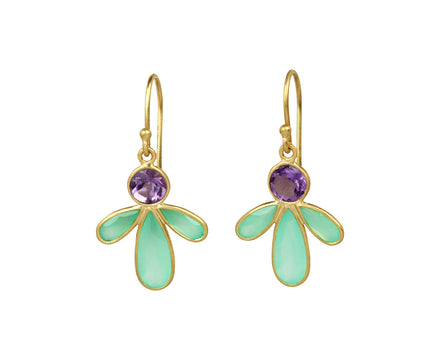 Amethyst and Chrysoprase Champa Bee Earrings