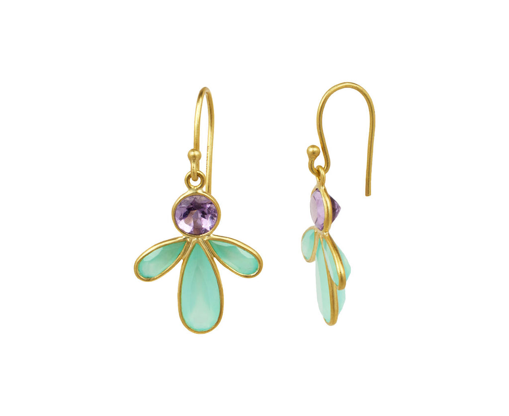 Amethyst and Chrysoprase Champa Bee Earrings