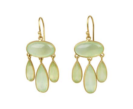 Prehnite Champa Petal Chandelier Earrings