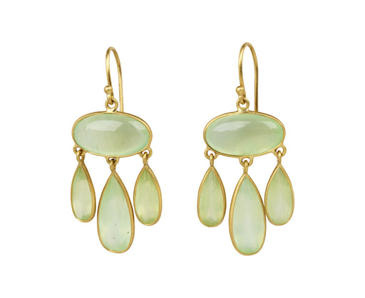 Prehnite Champa Petal Chandelier Earrings