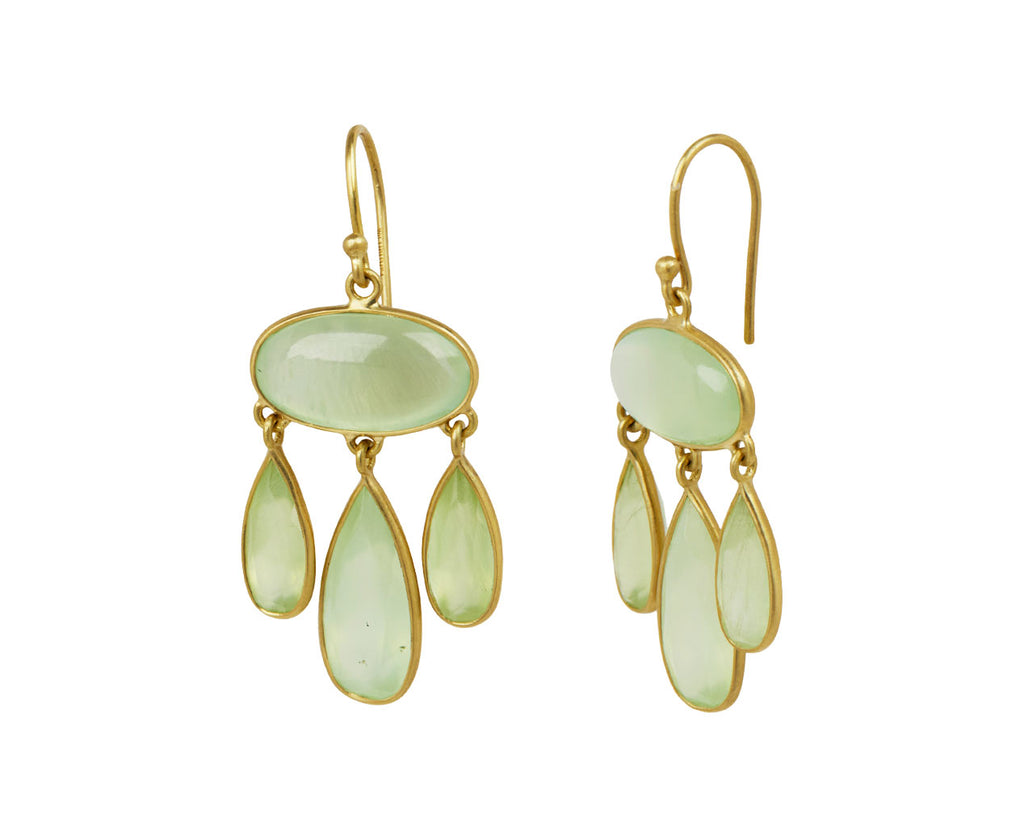 Prehnite Champa Petal Chandelier Earrings