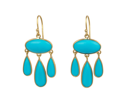 Kothari Elements Turquoise Champa Petal Chandelier Earrings