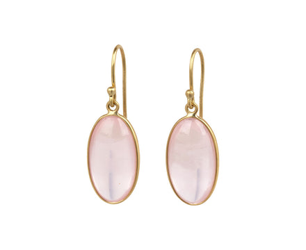 Kothari Elements Large Ellipse Rose Quartz Earrings