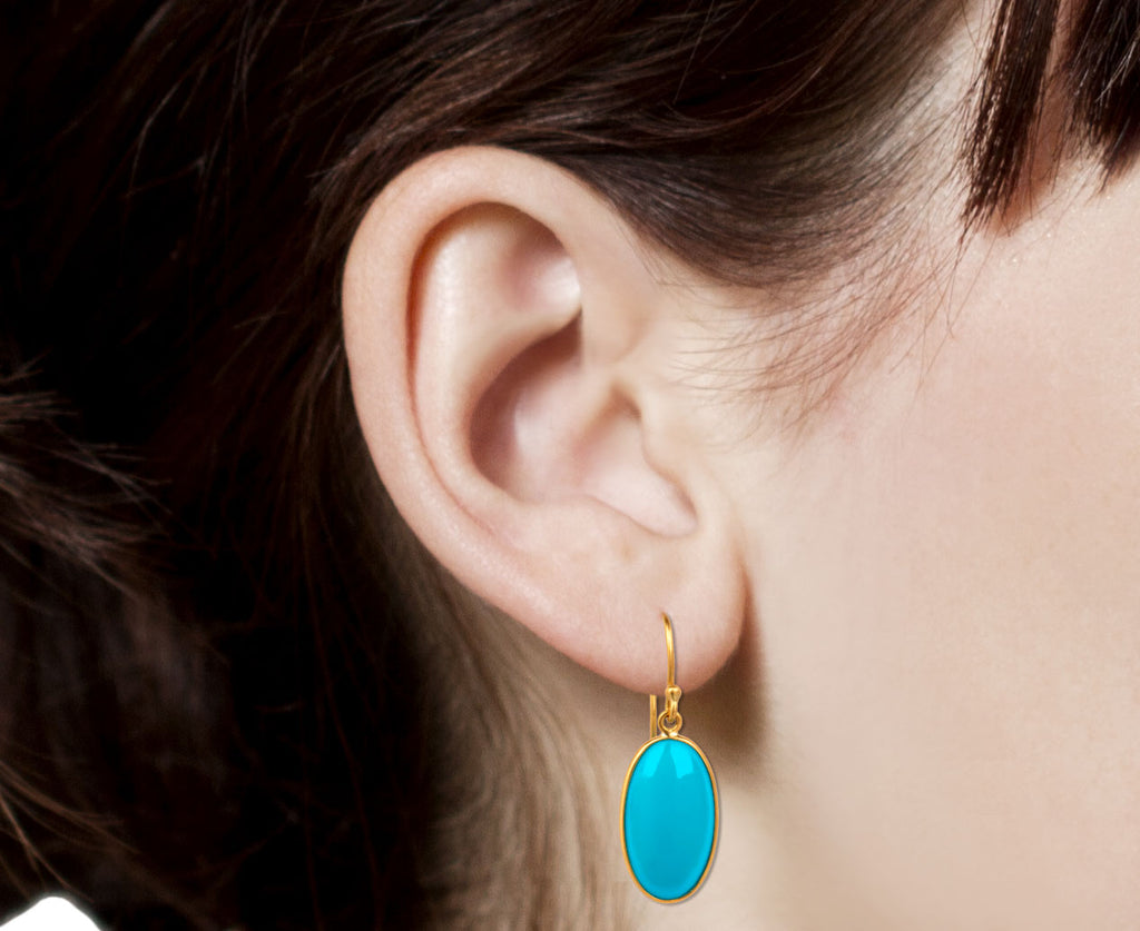 Navajo Large Hoop Turquoise Earrings - Southwest Indian Foundation - 6420