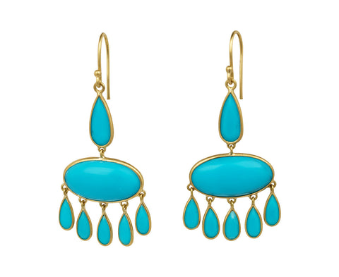 Turquoise Champa Wide Chandelier Earrings