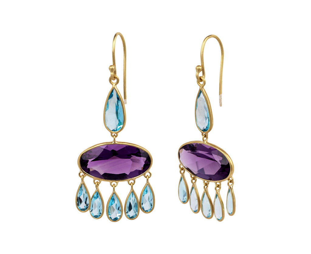 Blue topaz chandelier earrings deals