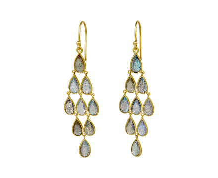 Labradorite Petal Deco Chandelier Earrings