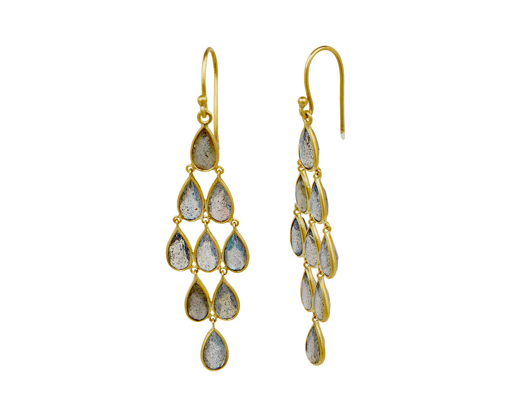 Labradorite Petal Deco Chandelier Earrings