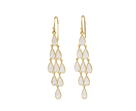 Kothari Elements Rainbow Moonstone Petal Deco Chandelier Earrings