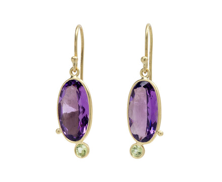 Kothari Elements Amethyst and Peridot Ellipse Dot Earrings