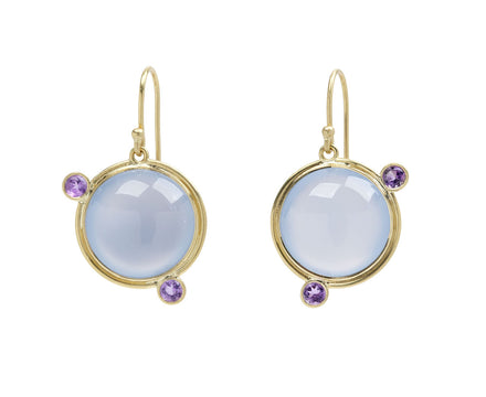 Kothari Elements Chalcedony and Amethyst Moon Orbit Earrings