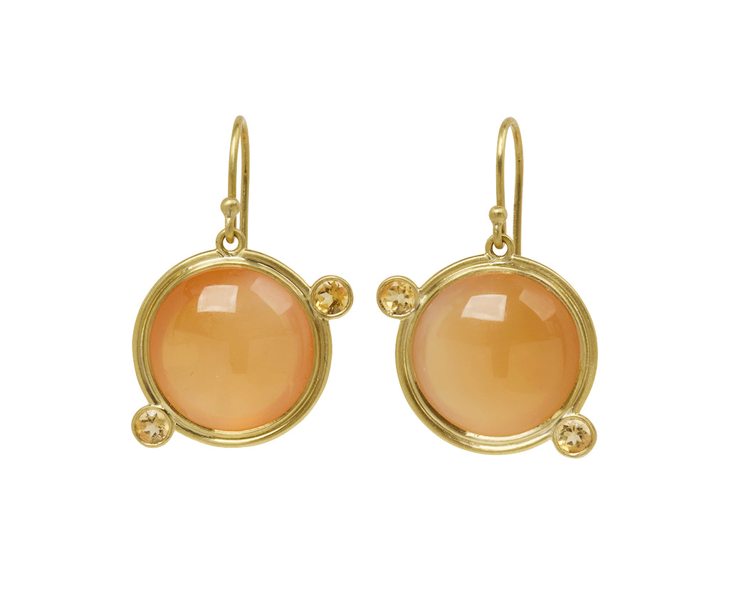 Kothari Elements Peach Moonstone and Citrine Moon Orbit Earrings