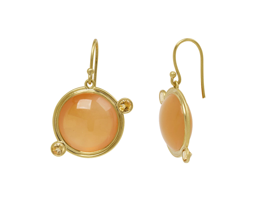 Kothari Elements Peach Moonstone and Citrine Moon Orbit Earrings - Angled View