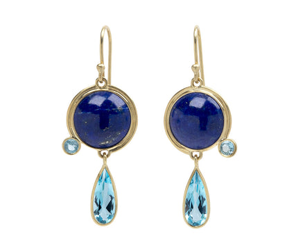 Kothari Elements Lapis and Blue Topaz Moon Orbit Earrings