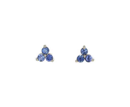 Blue Sapphire Cluster Stud Earrings