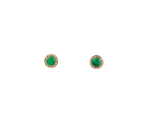 Jennie Kwon Tiny Emerald Moon Drop Stud Earring
