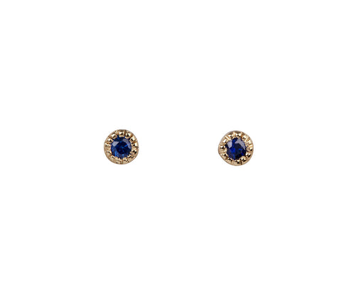 Jennie Kwon Tiny Blue Sapphire Moon Drop Stud Earring