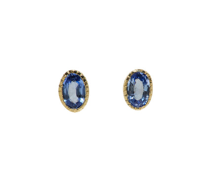 Blue Sapphire Oval Wisp Stud Earrings