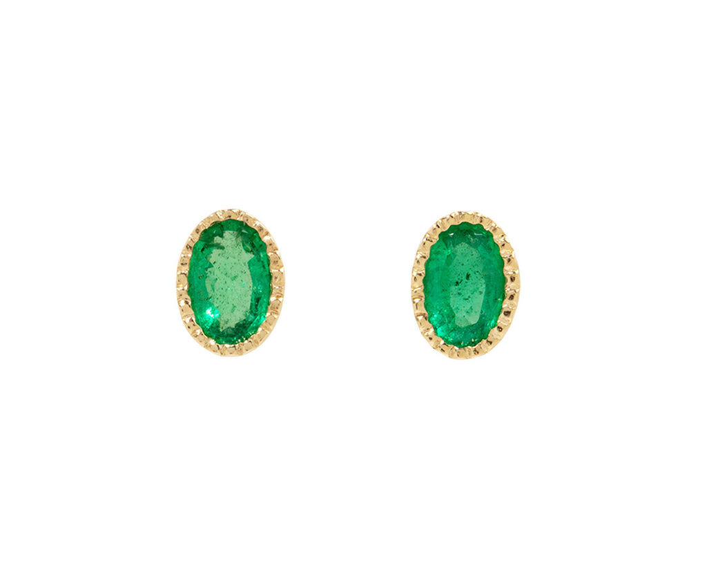 Emerald Oval Wisp Stud Earrings - TWISTonline 