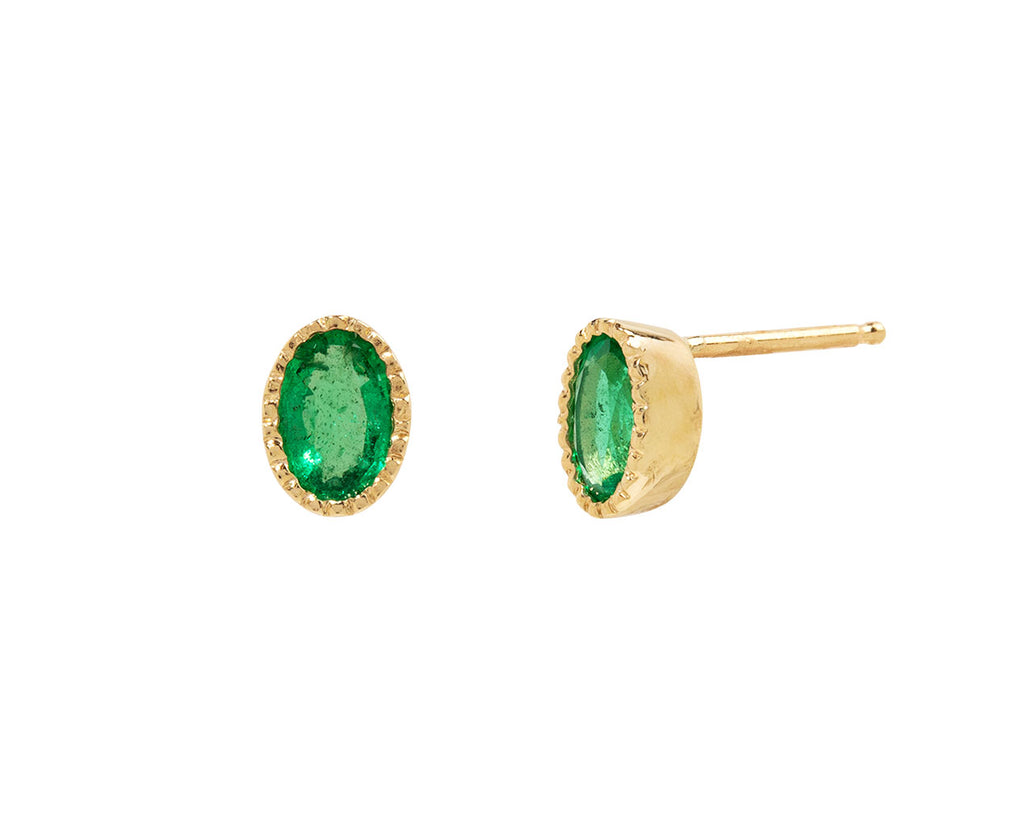 Emerald Oval Wisp Stud Earrings - TWISTonline 