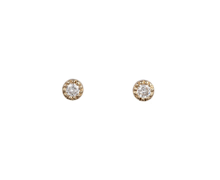 Tiny Diamond Moon Drop Stud Earring