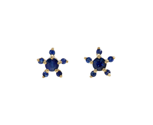 Blue Sapphire Sprout Stud Earrings