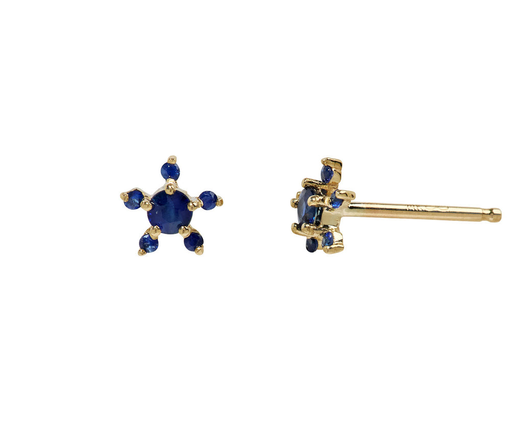 Blue Sapphire Sprout Stud Earrings