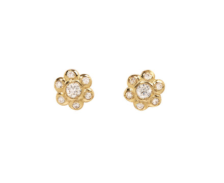 Diamond Flower Stud Earrings