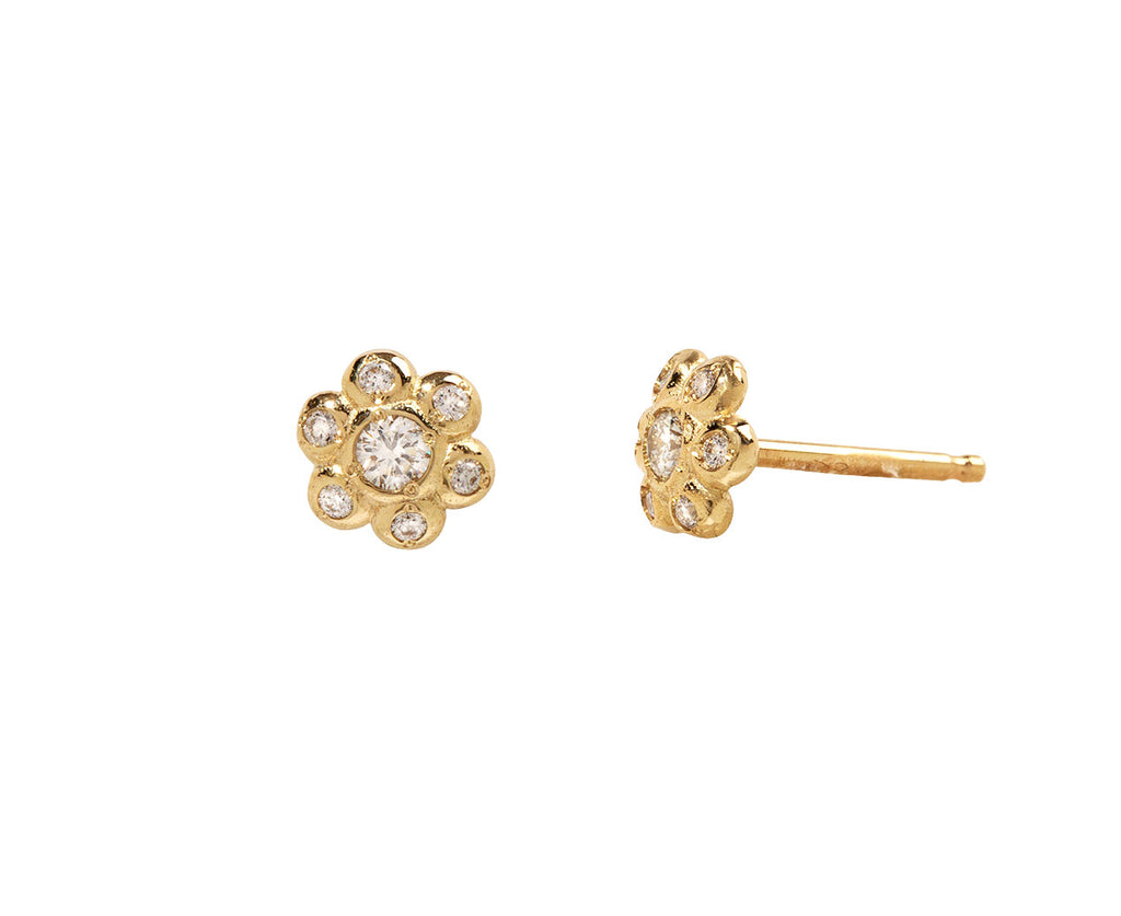 Diamond Flower Stud Earrings