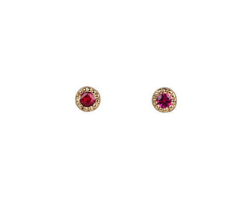 Jennie Kwon Tiny Ruby Moon Drop Stud Earring