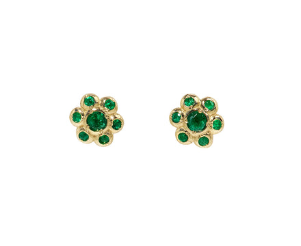 Emerald Flower Stud Earrings