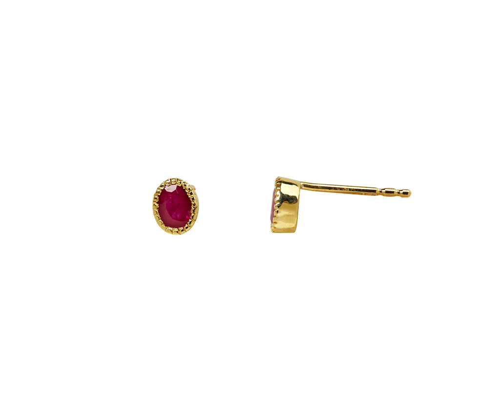 Jennie Kwon Ruby Stud Earring - Side View