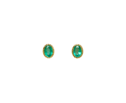 Jennie Kwon Emerald Oval Stud Earrings