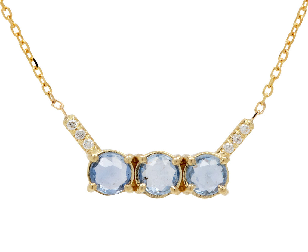 Jennie Kwon Blue Sapphire and Diamond Equilibrium Necklace - Closeup