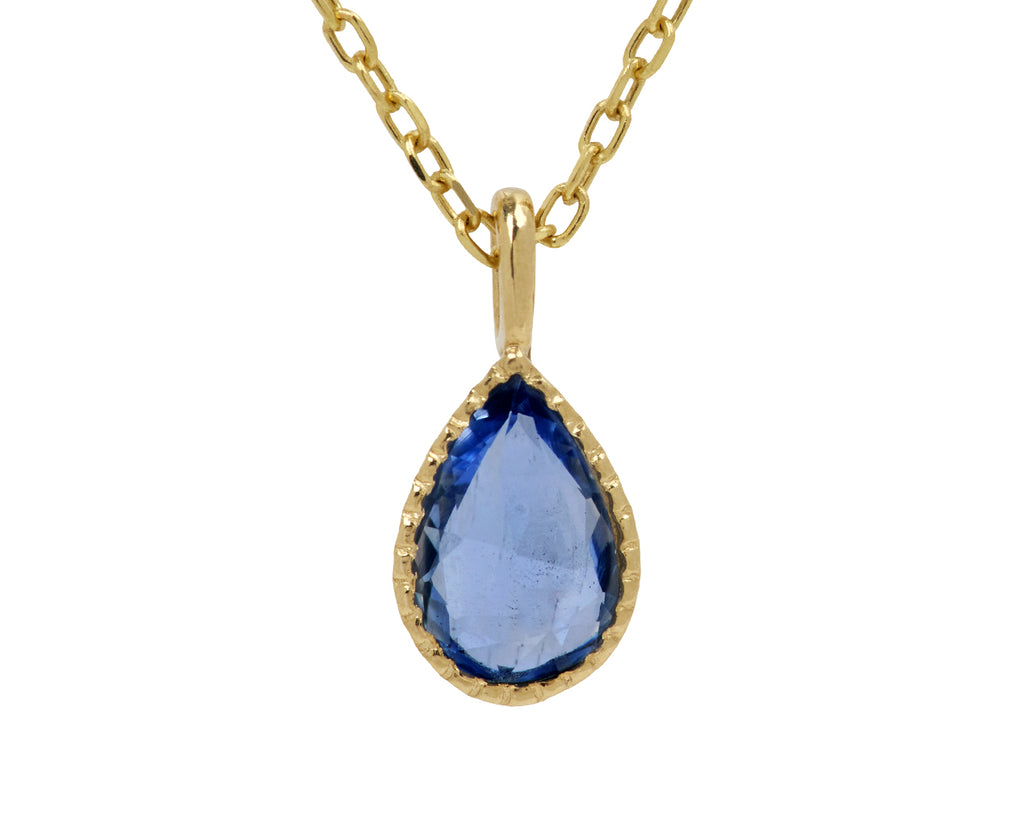 Jennie Kwon Teardrop Blue Sapphire Lento Necklace - Closeup