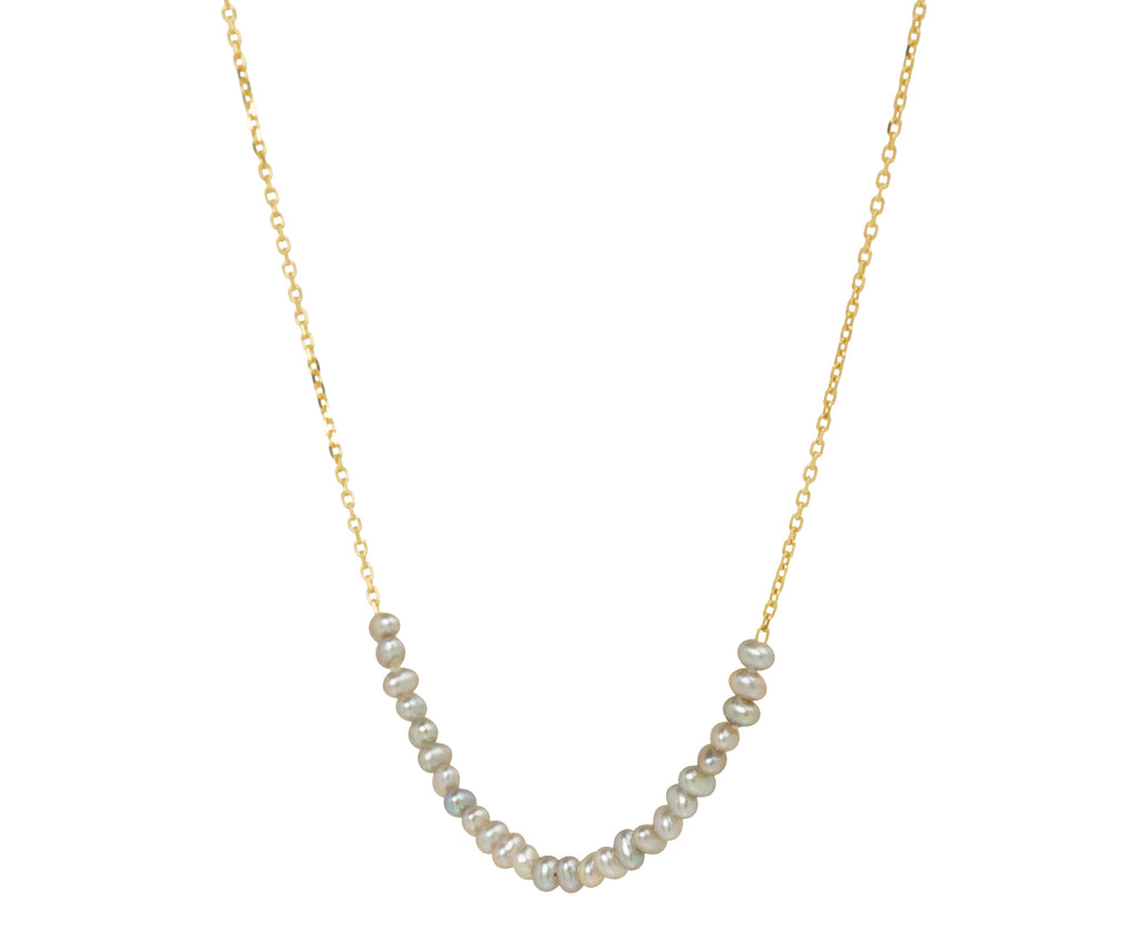 Jennie Kwon Grey Pearl Arc Necklace - Side View