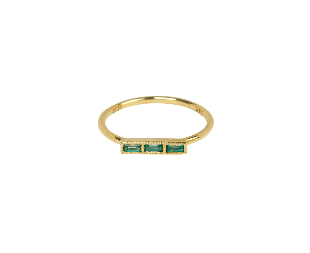 Jennie Kwon Baguette Emerald Beam Ring