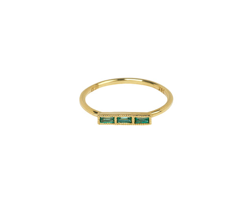 Jennie Kwon Baguette Emerald Beam Ring