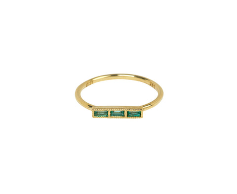 Jennie Kwon Baguette Emerald Beam Ring