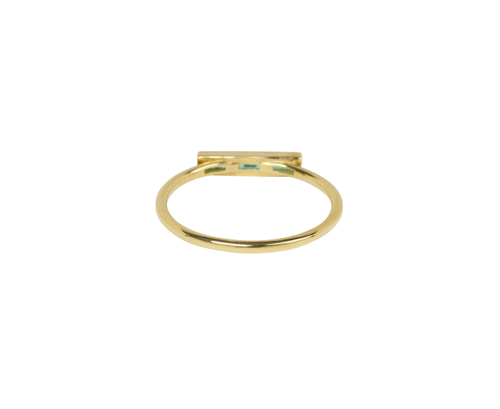 Jennie Kwon Baguette Emerald Beam Ring - back View