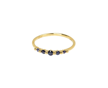 Blue Sapphire Crown Pebble Band