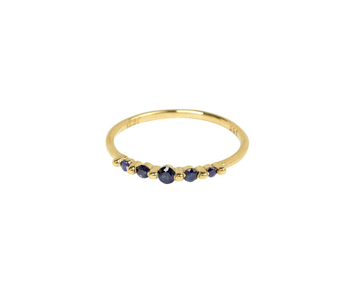 Blue Sapphire Crown Pebble Band