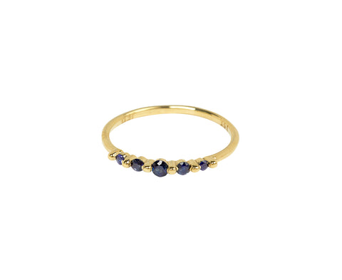 Blue Sapphire Crown Pebble Band